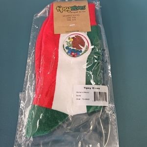 NWT Tipsy Elves Women's Mexico Socks 1 Pair One Size Red Green White